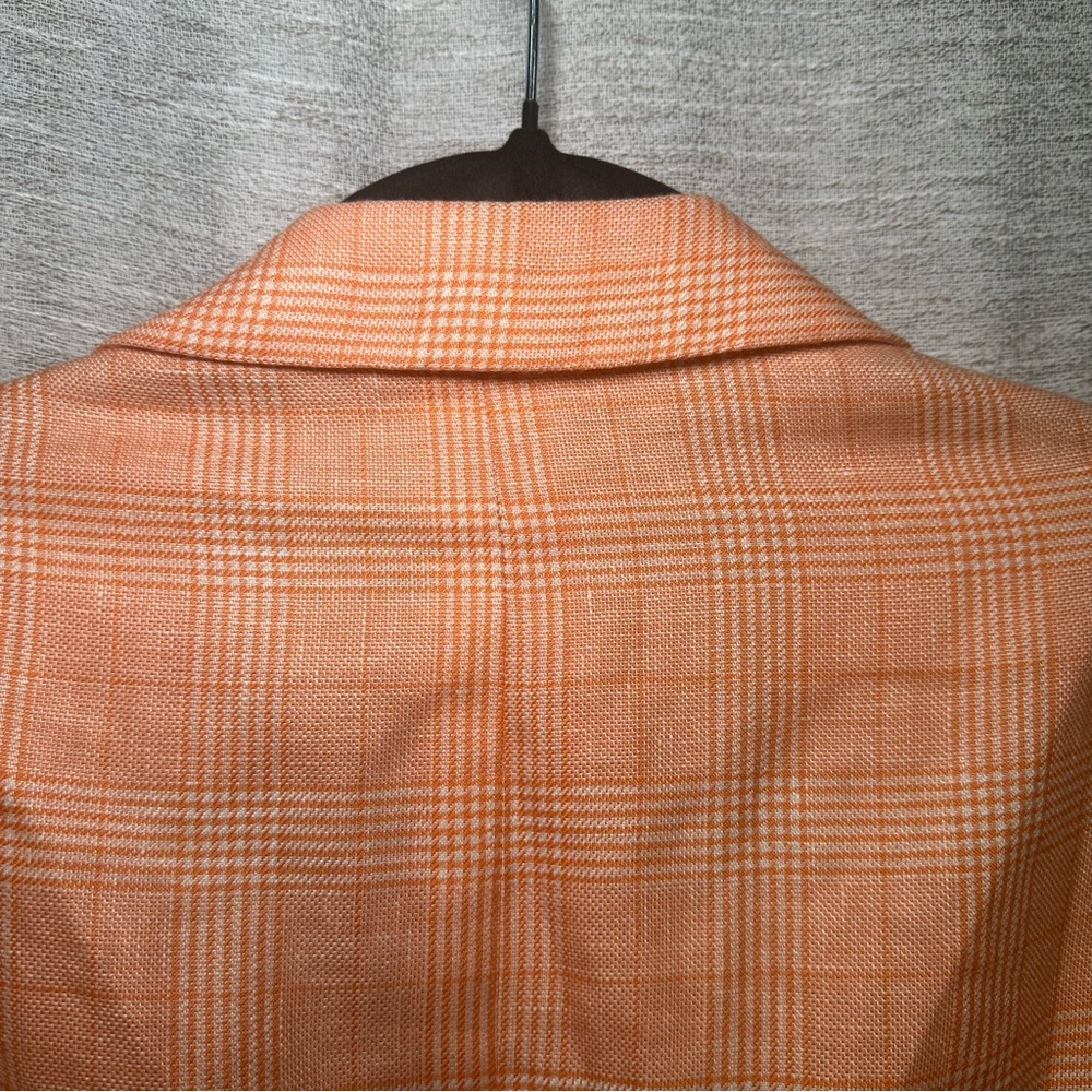 Kiton Napoli U818697 Orange Plaid Linen Cashmere Blazer Sport Coat EU 52/ US 42R - Picture 13 of 16